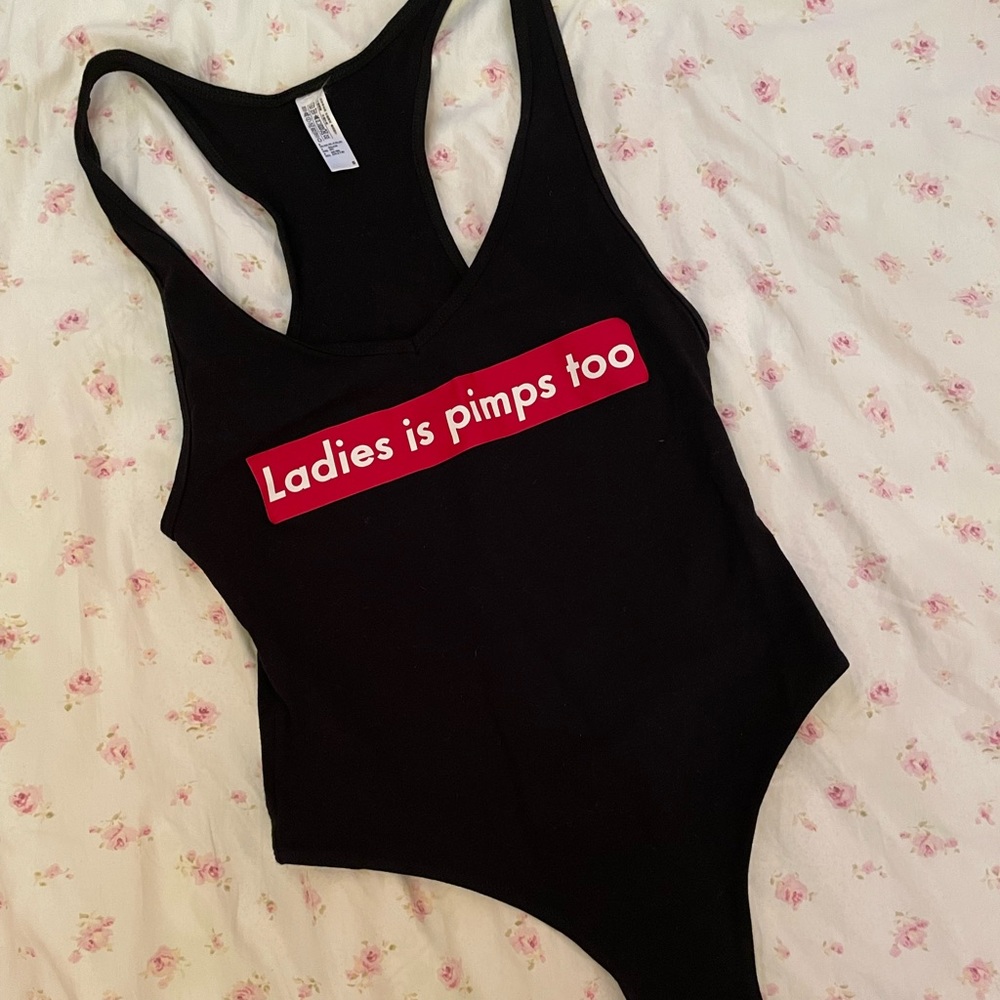 LEAH KIRSCH BLACK BODYSUIT: “Ladies is Pimps Too”